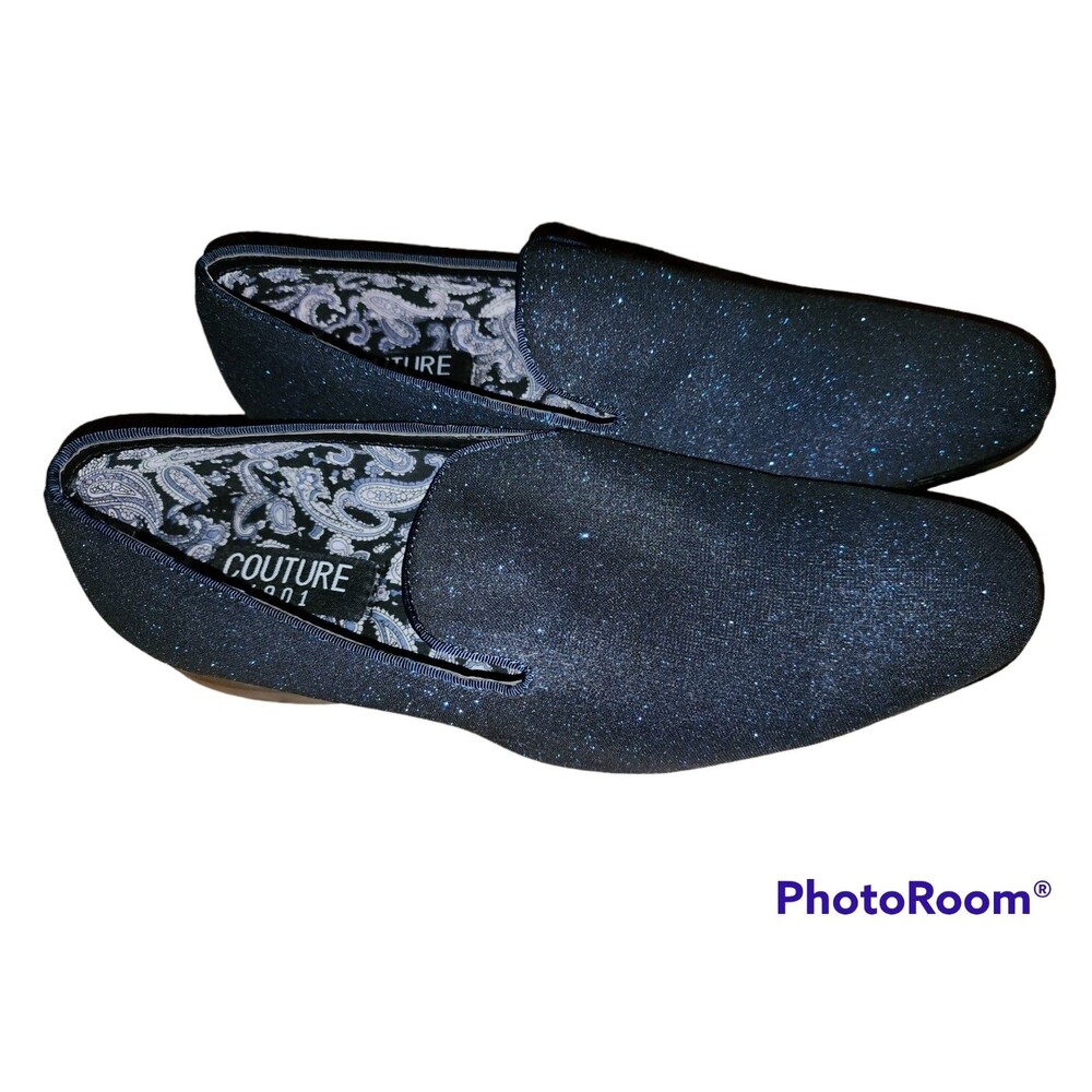 Mens 12M navy blue glitter sparkle Couture 1901 dress shoes